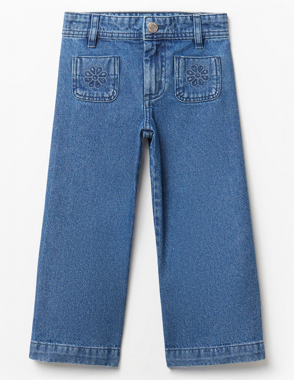 Jeans wide leg Sfera lavado medio para niña