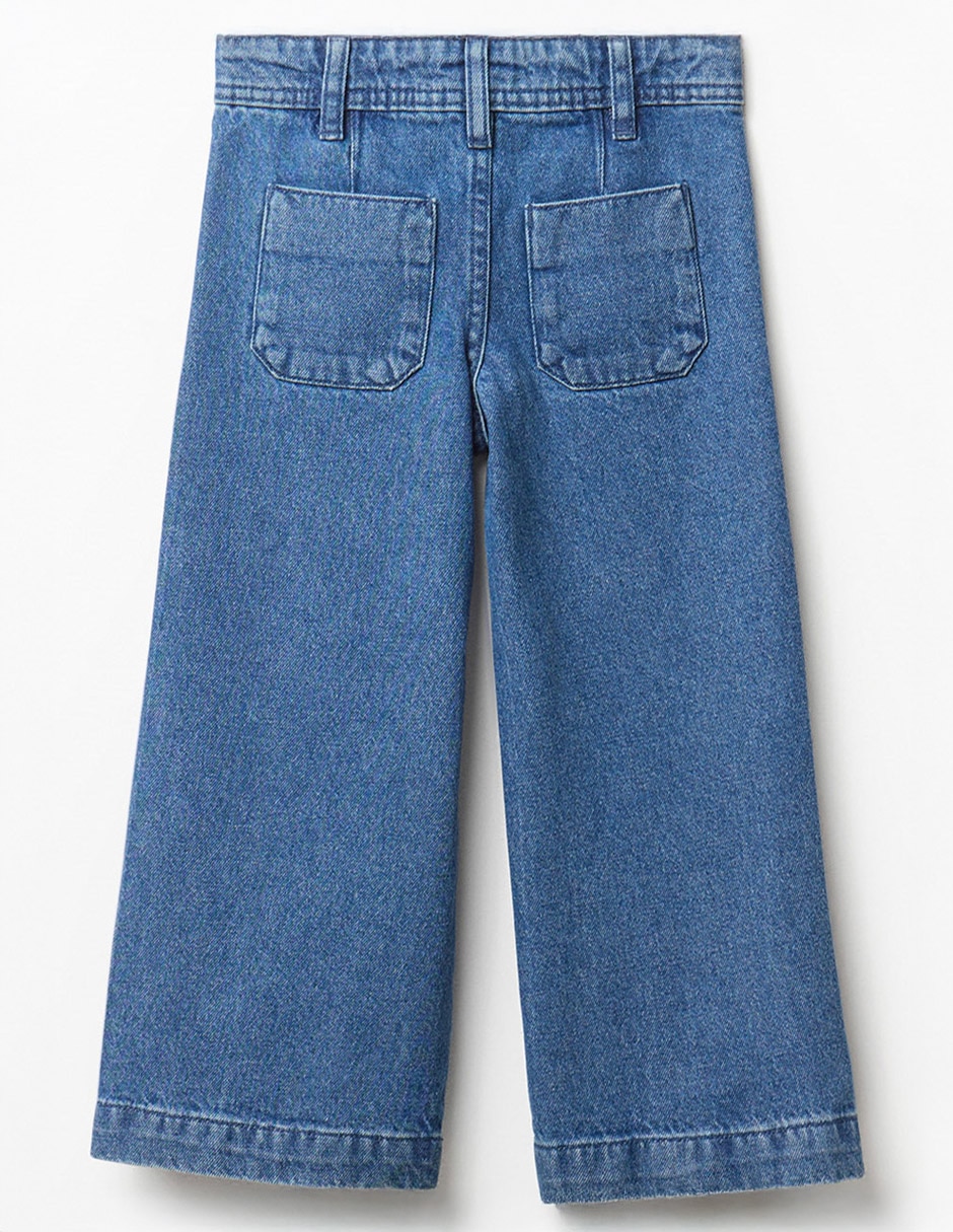 Jeans wide leg Sfera lavado medio para niña
