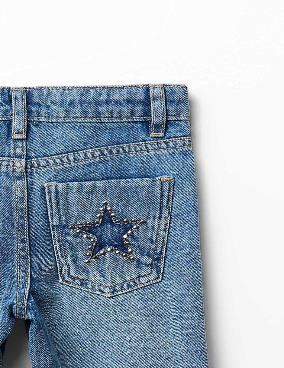Jeans straight lavado medio para niña 2